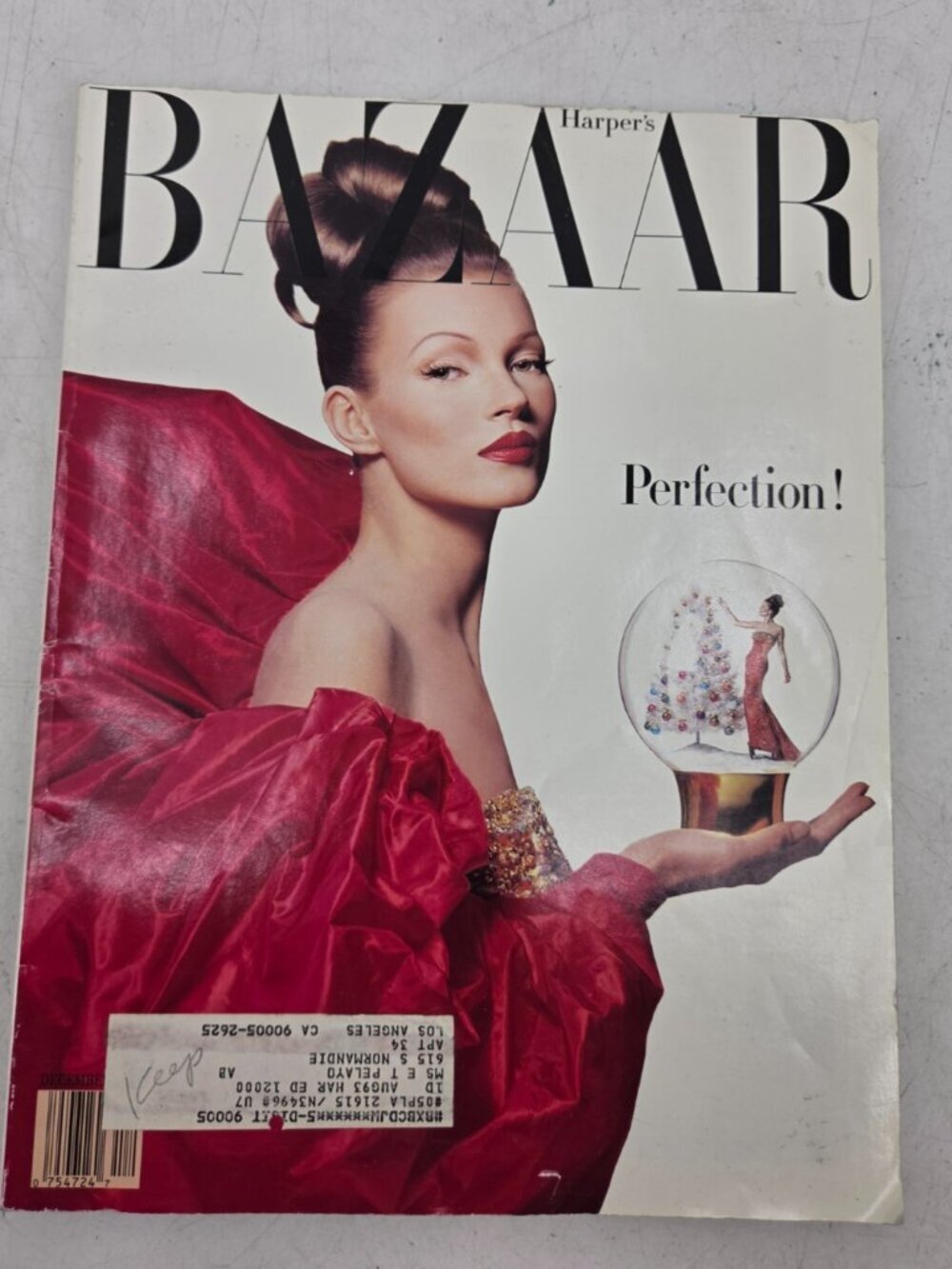 Harpers Bazaar Magazine December 1992 Anna Nicole Smith Kate Moss